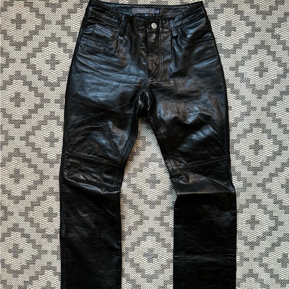 Vintage Y2K 2000s Gap Leather Boot Cut Pants 26x30